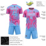 Maillot de football personnalisé rose bleu clair et blanc par sublimation Maillot de football personnalisé rose bleu clair et blanc par sublimation