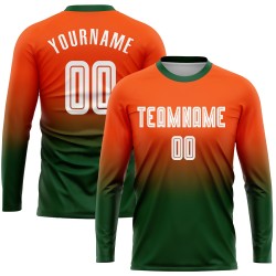 Maillot de football personnalisé à manches longues, orange, blanc et vert, par sublimation, à la mode