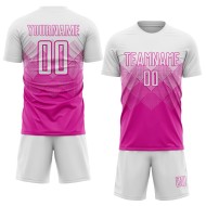 Custom Deep Pink White Sublimation Soccer Uniform Jersey Custom Deep Pink White Sublimation Soccer Uniform Jersey