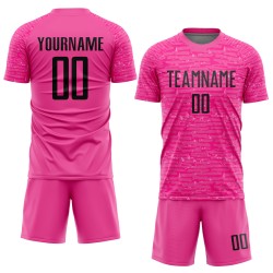 Maillot de football personnalisé rose et noir par sublimation