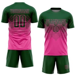 Maillot de football personnalisé rose vert sublimé