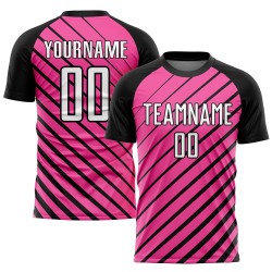 Maillot de football personnalisé rose, blanc et noir, sublimé